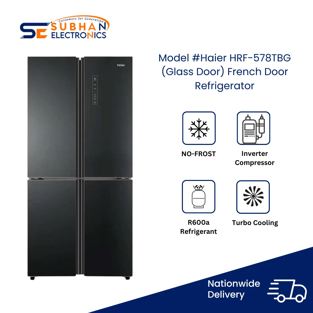 Haier HRF-578TBG T-Door IoT Inverter Refrigerator 505L Black Glass
